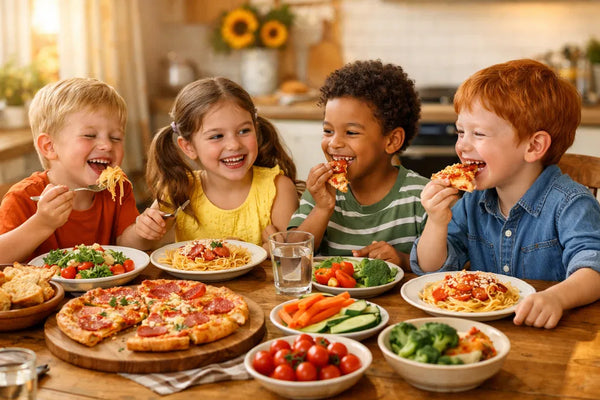 Niños felices comiendo recetas sin TACC